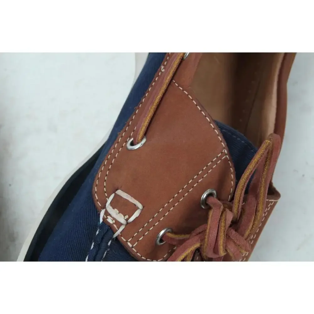 j. crew canvas boat shoes navy slip on mens moc sz 11.5